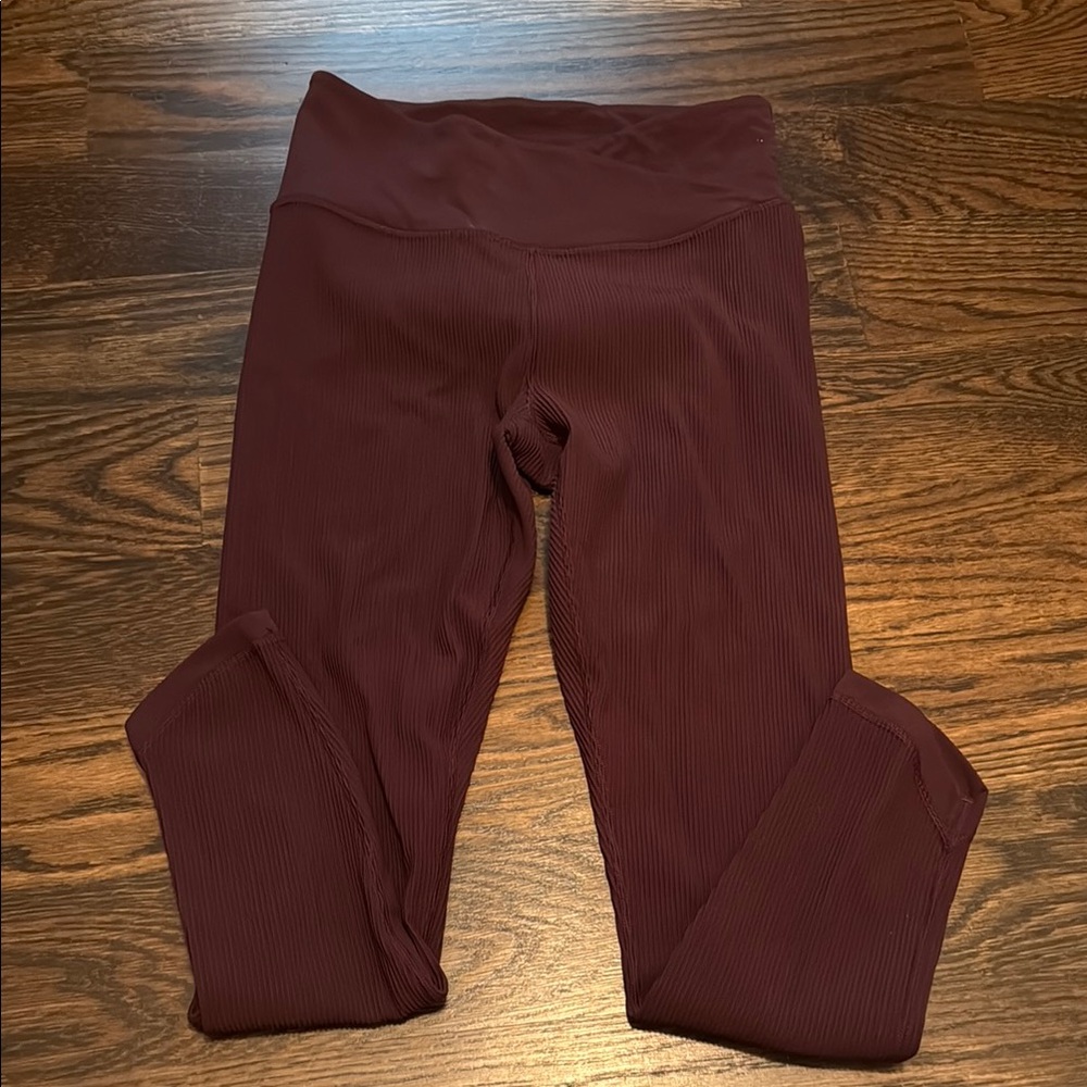 Athleta Burgundy High Waist Leggings Stretchy Fit
